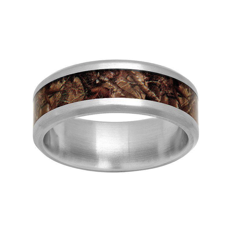 Mens Stainless Steel Camouflage Ring Two Tone Product Image