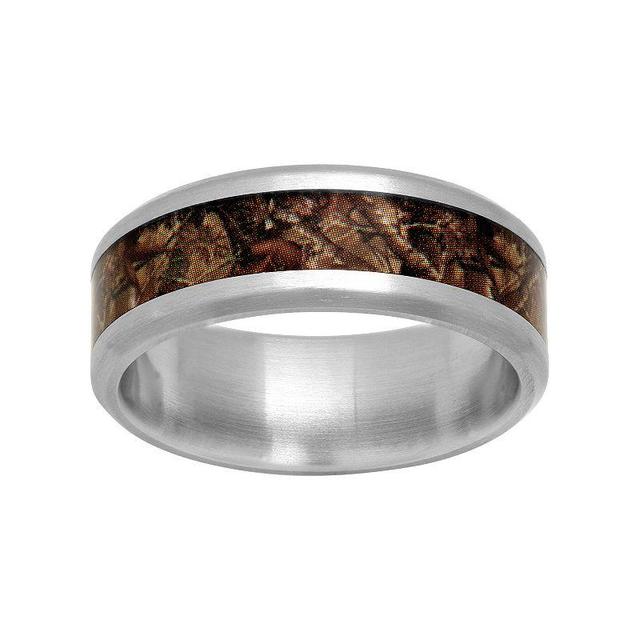 Mens Stainless Steel Camouflage Ring Two Tone Product Image