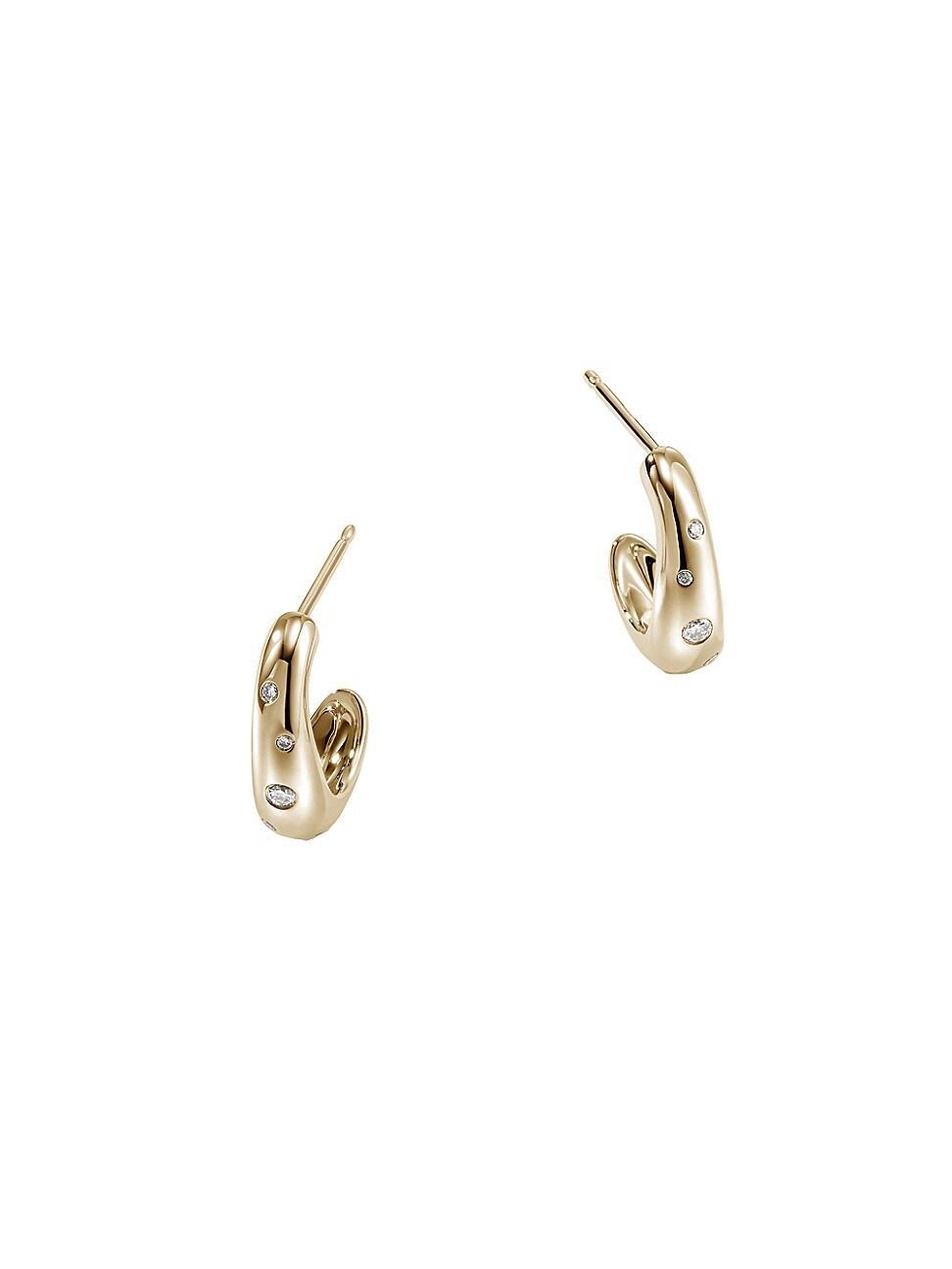 Womens Surf Small 14K Yellow Gold & 0.12 TCW Diamond Hoop Earrings Product Image