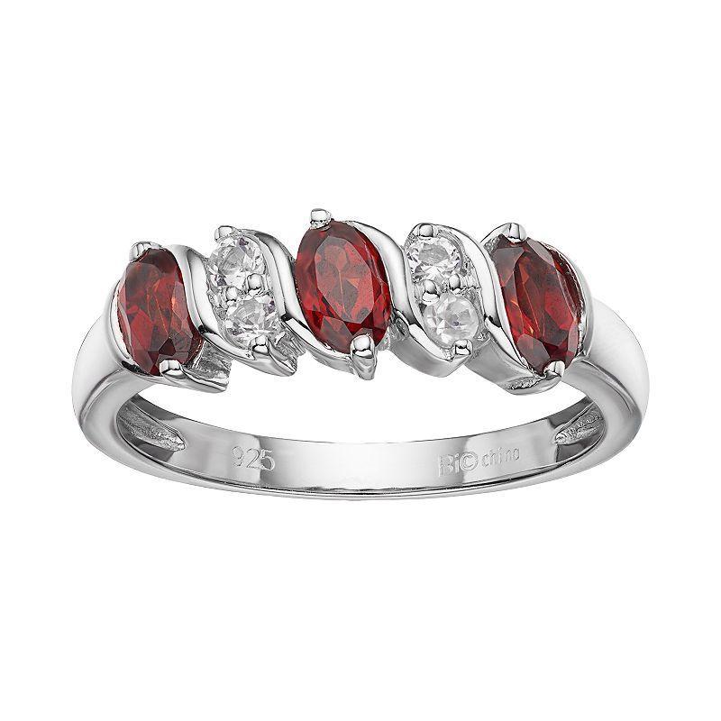 Gemminded Sterling Silver Garnet & White Topaz Ring, Womens Red Product Image