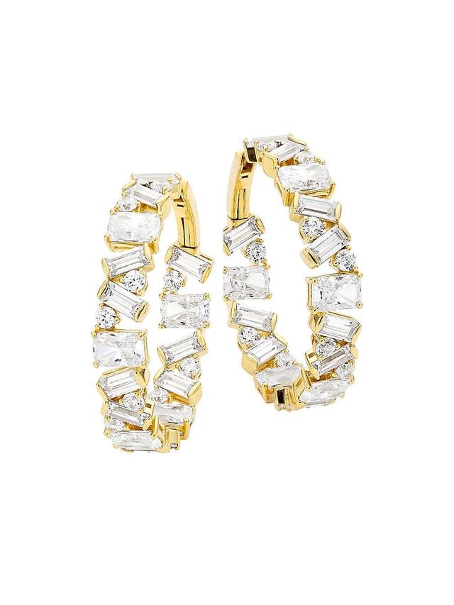 Womens Jazz Deco 18K Gold-Plated & Cubic Zirconia Hoop Earrings Product Image