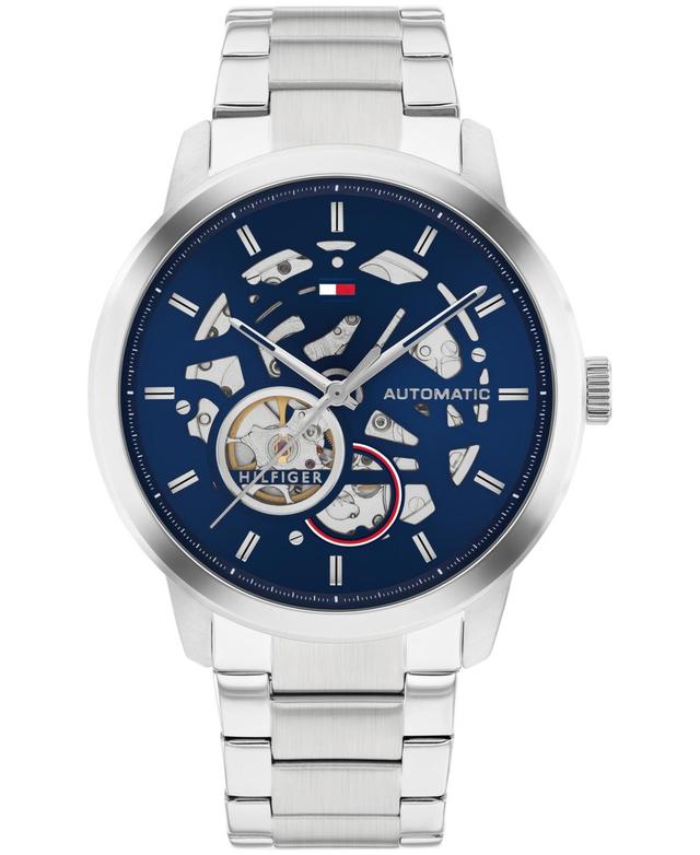 Tommy Hilfiger Mens Automatic Silver-Tone Stainless Steel Bracelet Watch 43mm - Silver Product Image