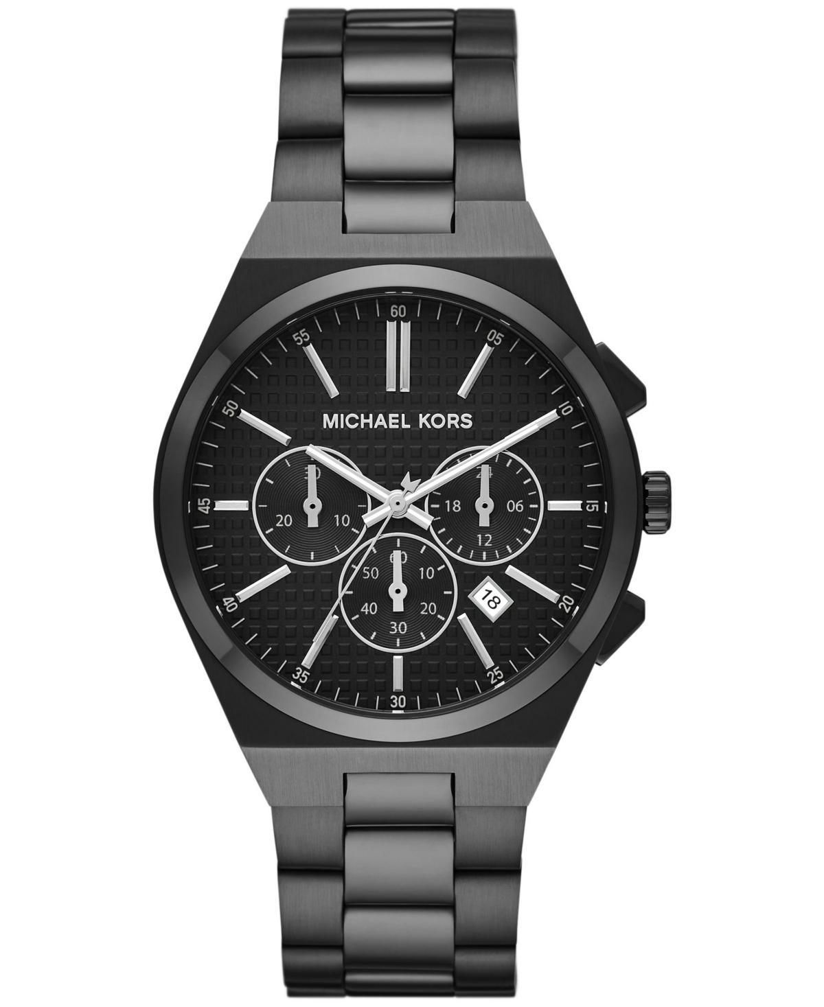 Michael Kors Mens Lennox Chronograph Black Stainless Steel Bracelet Watch Product Image