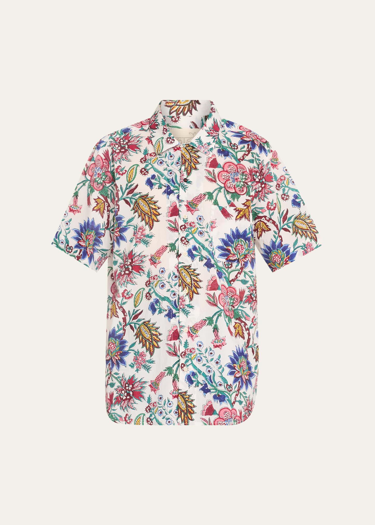 Mens Multicolor Floral Sport Shirt Product Image