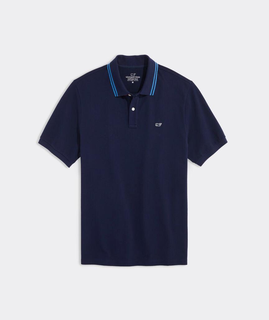 Heritage Striped Collar Pique Polo Product Image