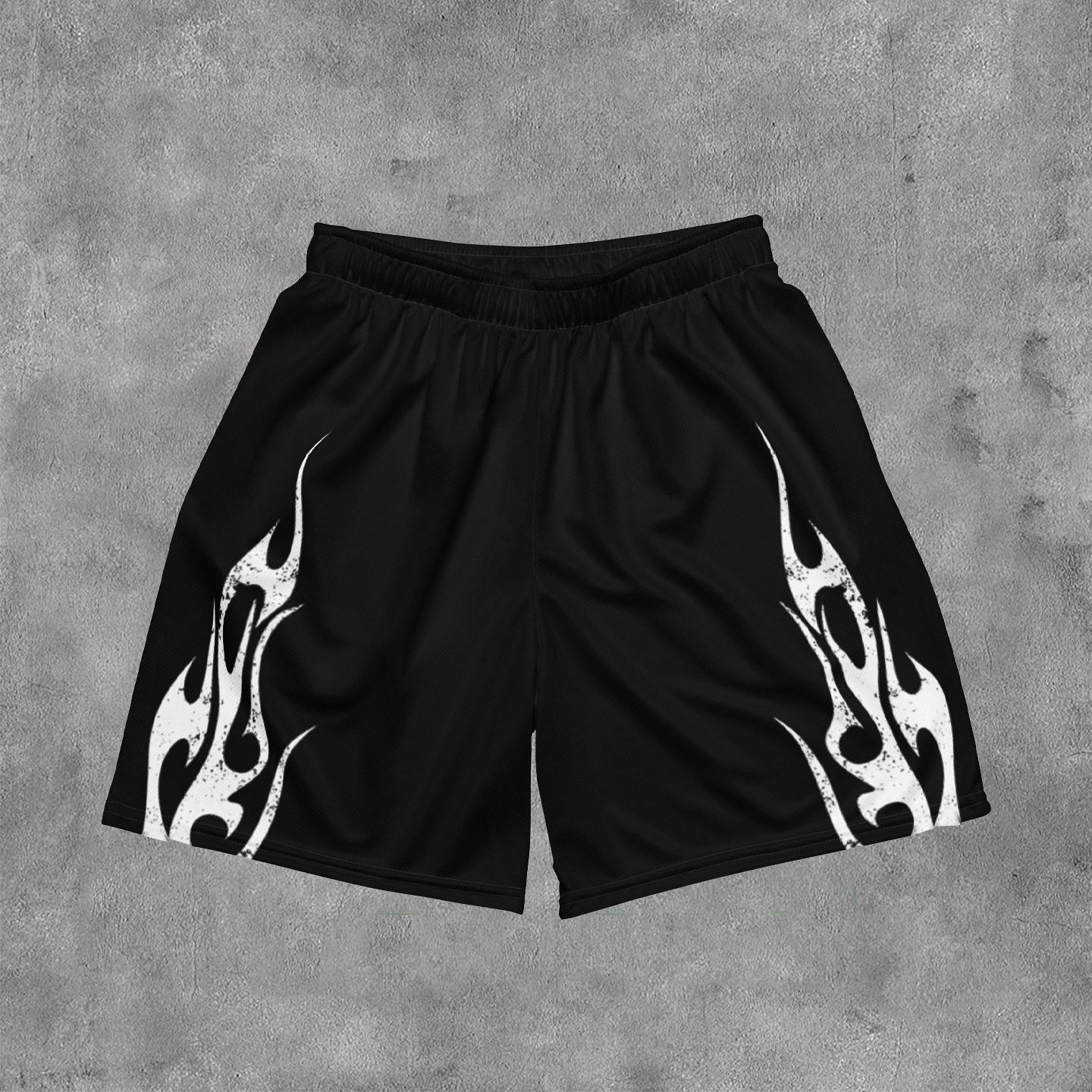 Sopula Vintage Y2k Flame Graphics Mesh Shorts Product Image