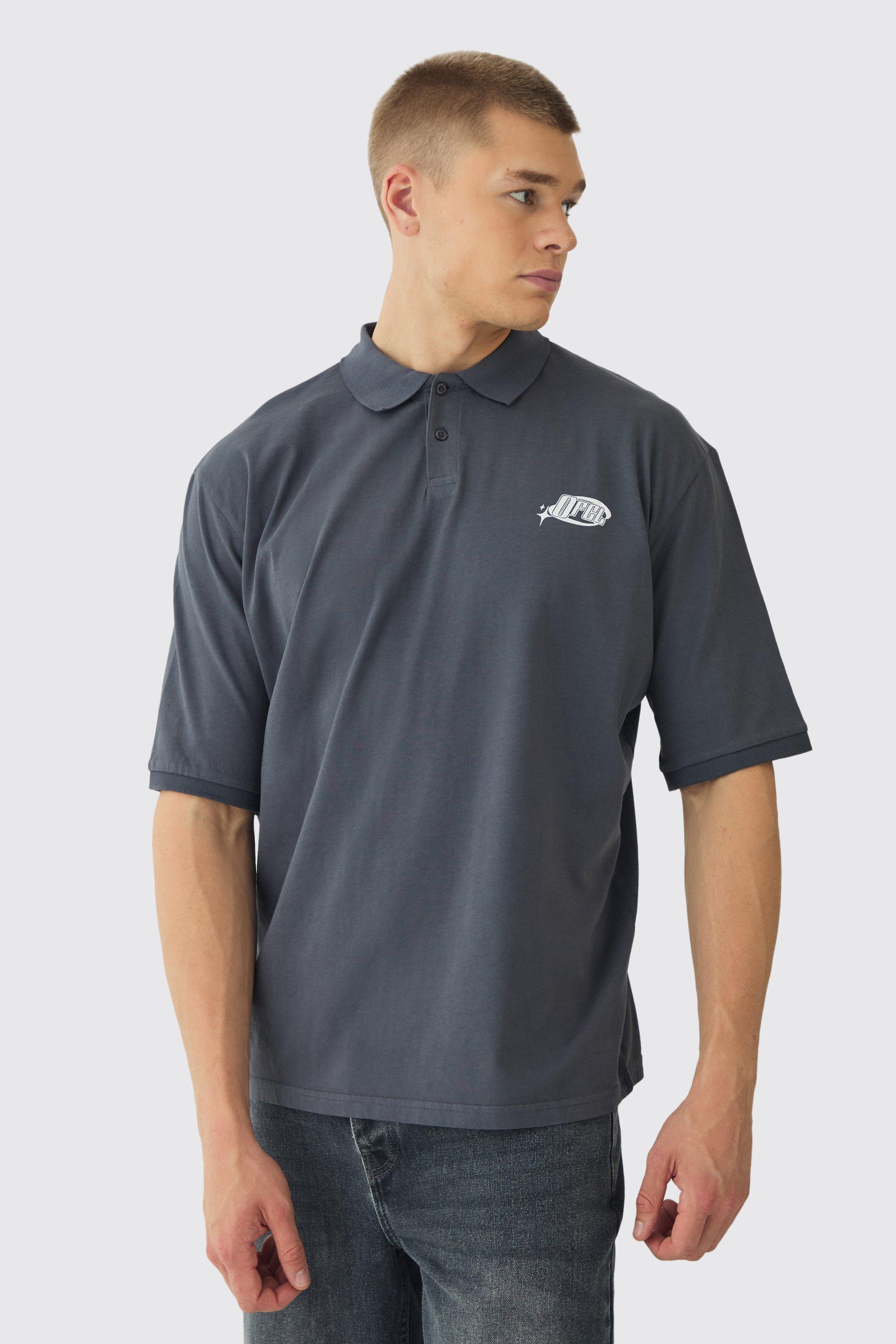 Oversized Half Sleeve Golf Wash Polo | boohooMAN USA Product Image