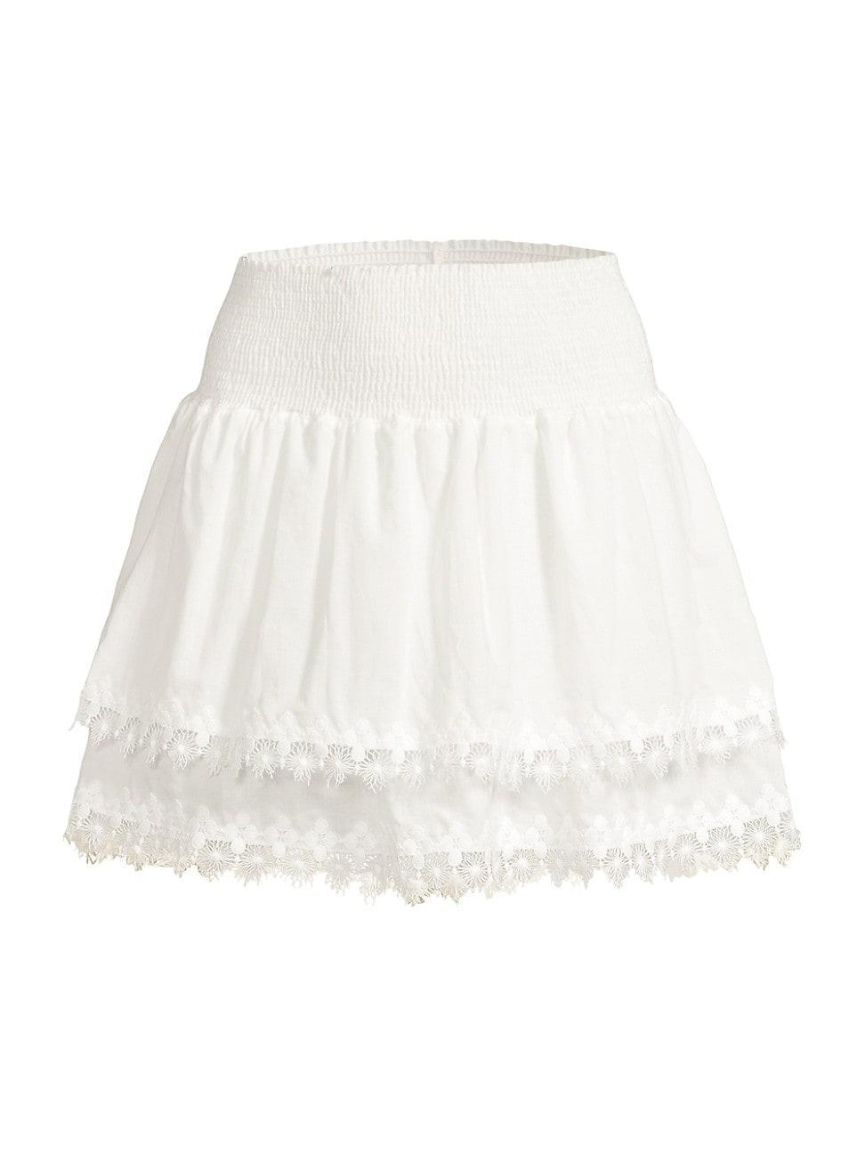 Womens Belle Tiered Cotton Miniskirt Product Image