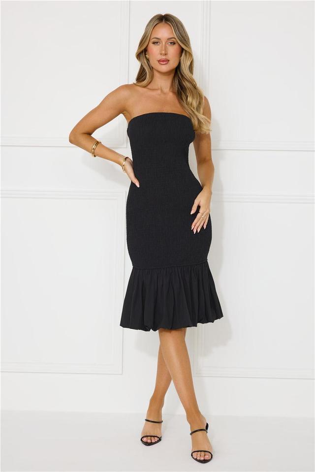 Run My Way Strapless Bubble Midi Dress Black Product Image