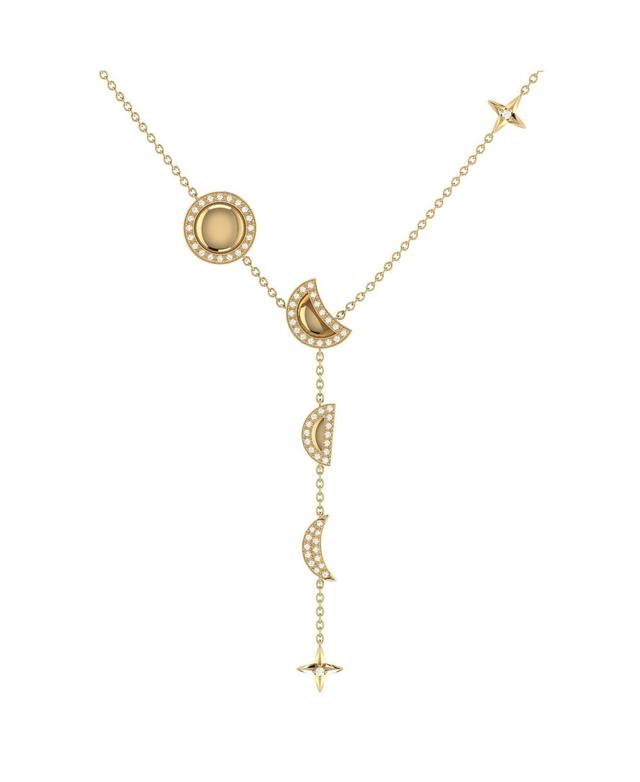 LuvMyJewelry Moon Stages Design Yellow Gold Plated Sterling Silver Diamond Women Necklace Product Image