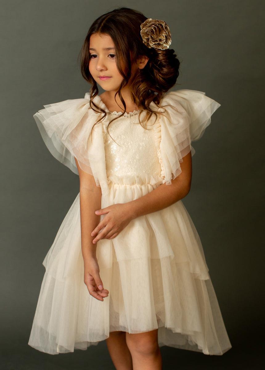 Ayla Petticoat Dress in Vanilla Product Image