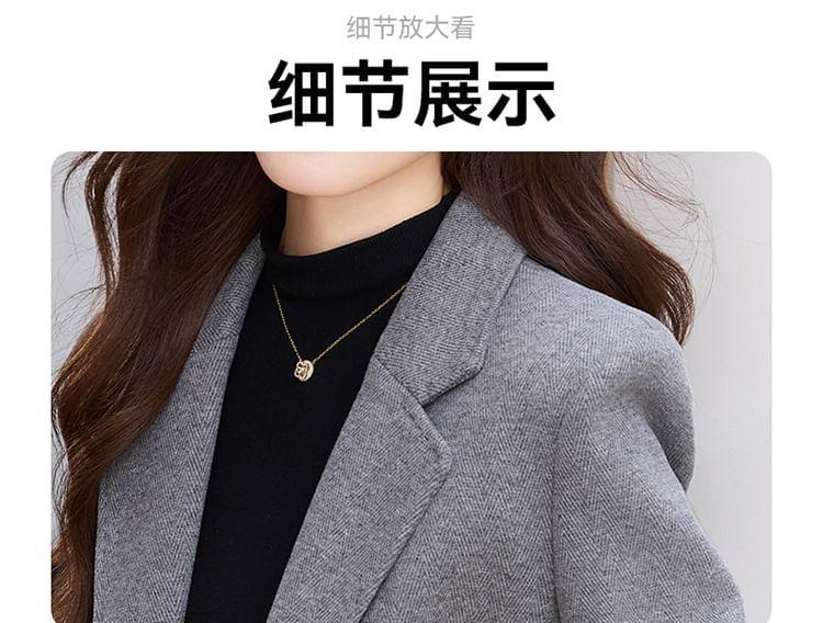 Lapel Collar Plain Single Button Blazer Product Image