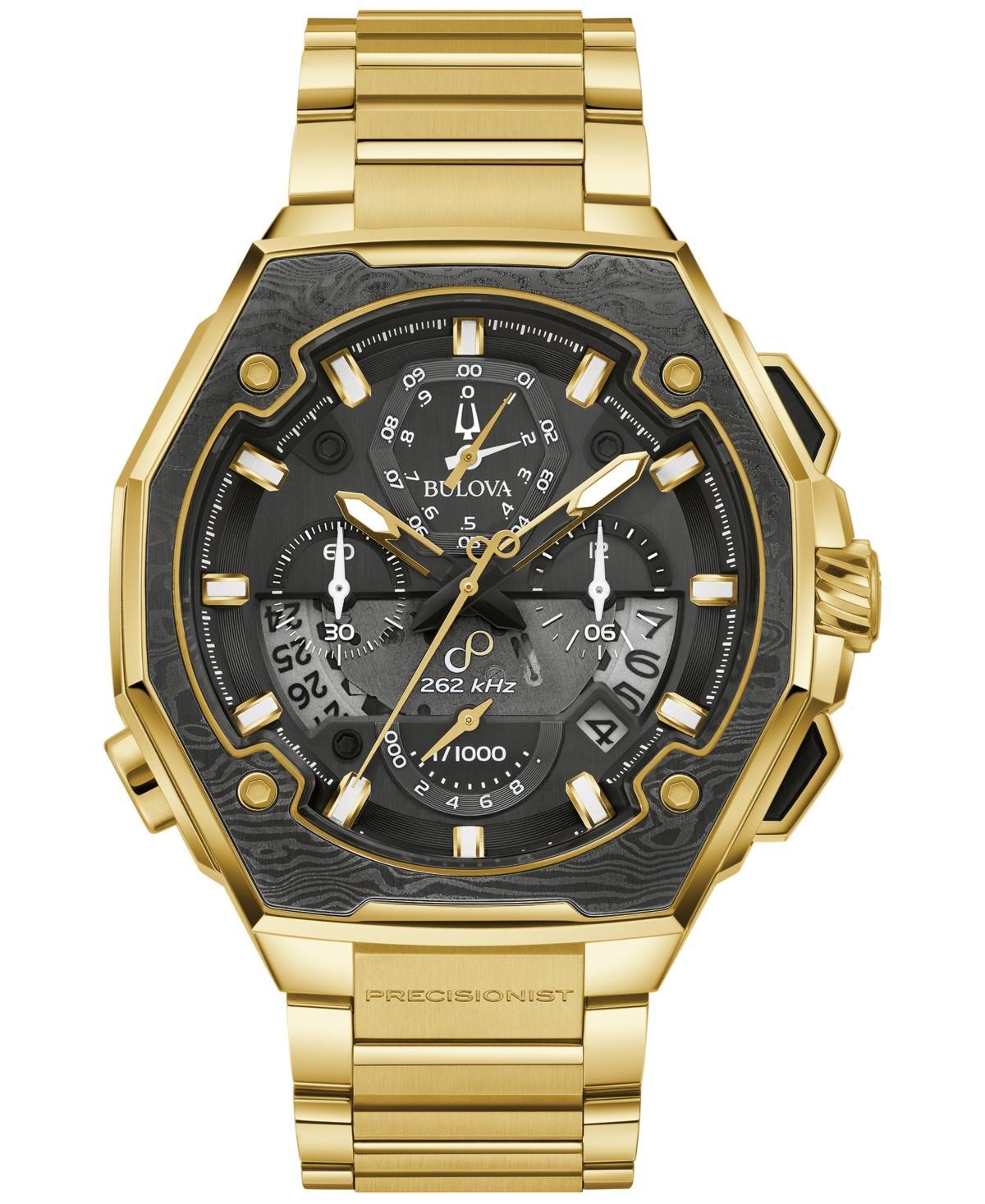 Bulova Mens Precisionist Chronograph Gold Tone Stainless Steel Bracelet Watch Product Image