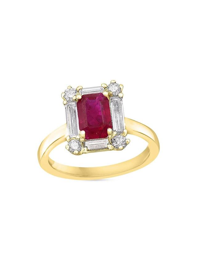 Womens 14K Gold, Ruby & 0.35 TCW Diamond Solitaire Ring Product Image