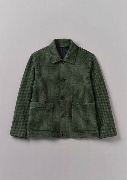 Dogtooth Wool Chore Jacket | Forest Green Product Image