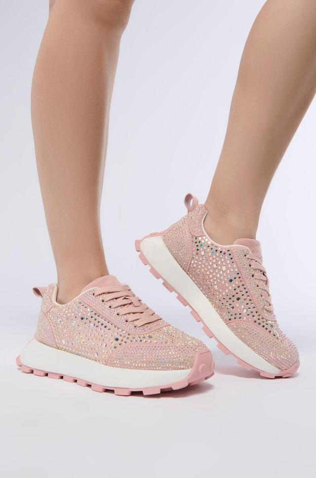 AZALEA WANG NIKOLE PINK EMBELLISHED SNEAKER Product Image