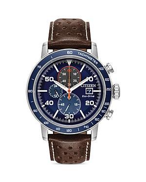 Citizen Brycen Mens Chronograph Brown Leather Strap Watch Ca0648-09l, One Size Product Image