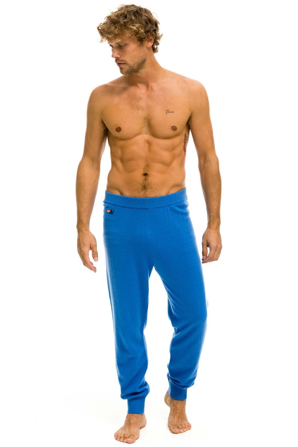 MEN'S BOLT CASHMERE LIGHT SWEATER PANT	- VINTAGE BLUE // GOLD BOLT Male Product Image