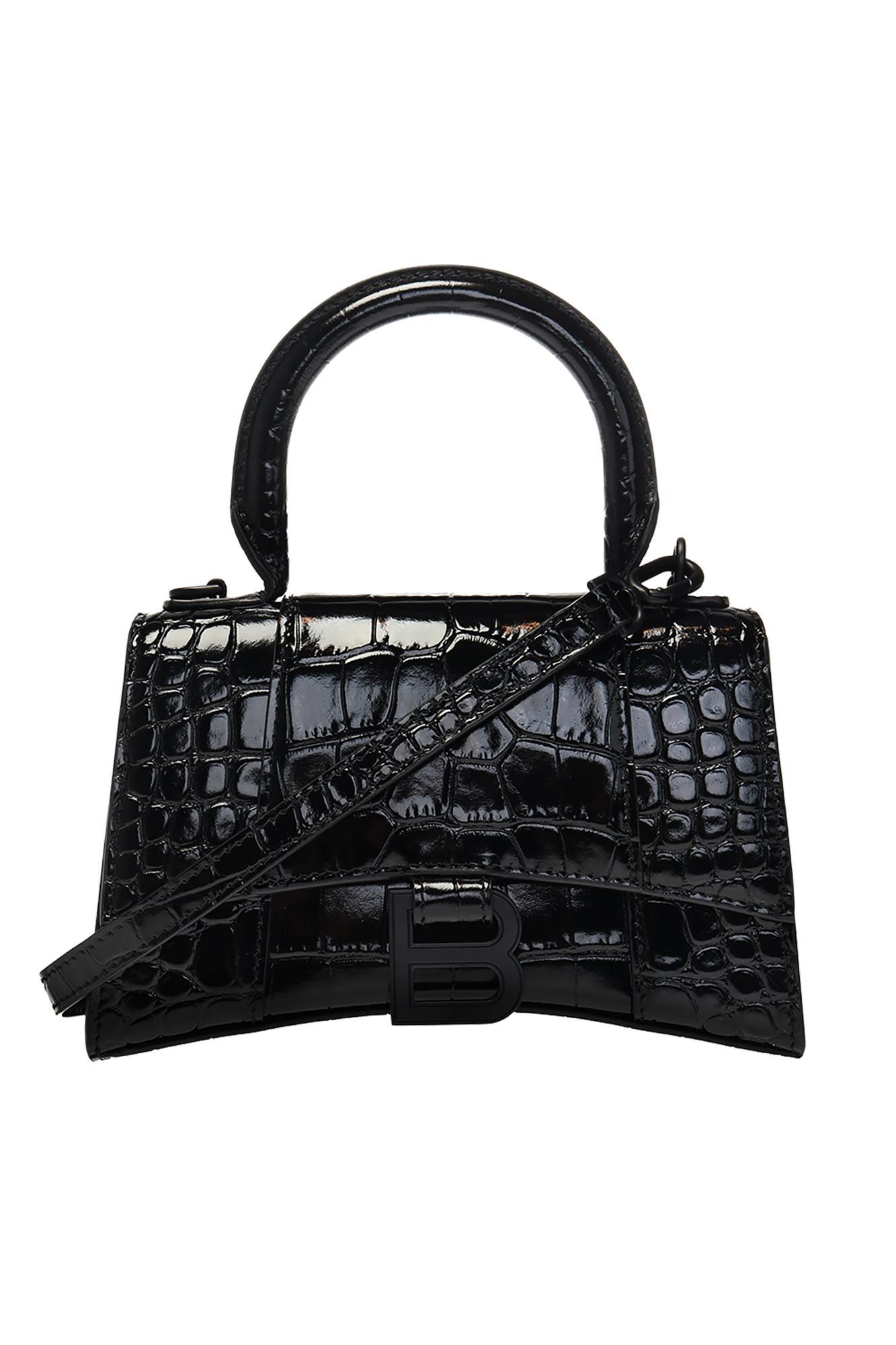 BALENCIAGA Hourglass Xs Bag -  -  Black - Leather Product Image