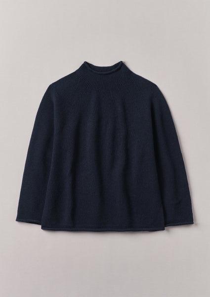 Seamless Recycled Cashmere Sweater | Navy Product Image