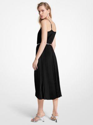 Womens Pleated Slip Midi-Dress Product Image