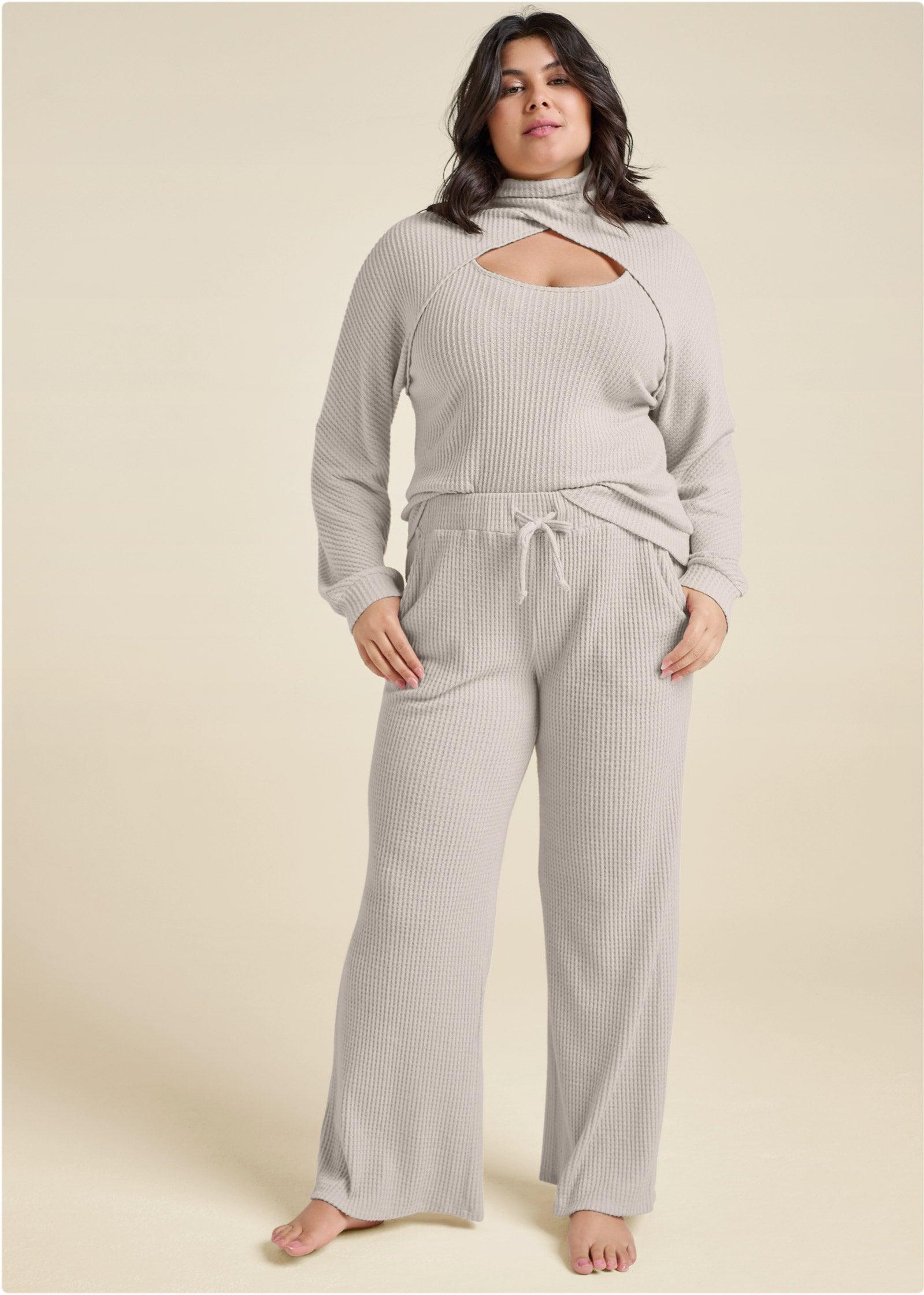 Brushed Waffle Lounge Pants - Oatmeal product image