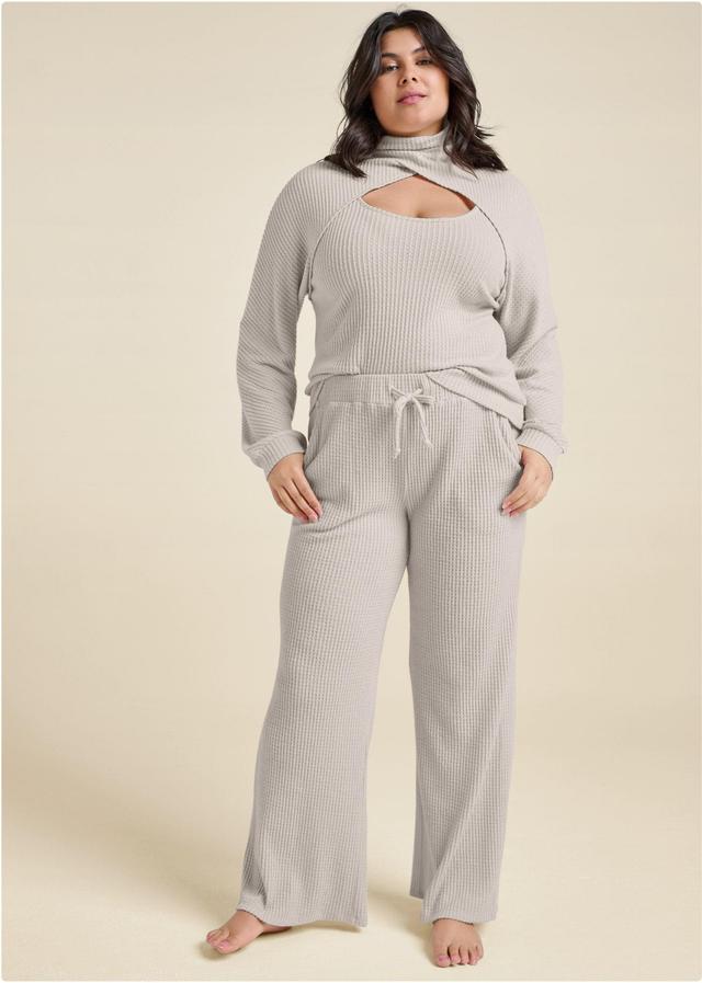 Brushed Waffle Lounge Pants - Oatmeal Product Image