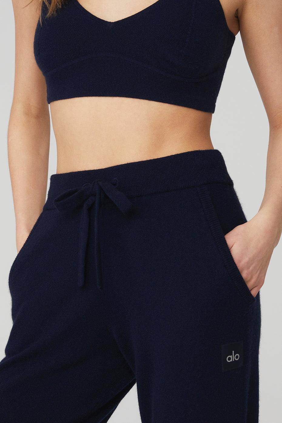 High-Waist Cashmere Jet Set Pant - Navy Product Image