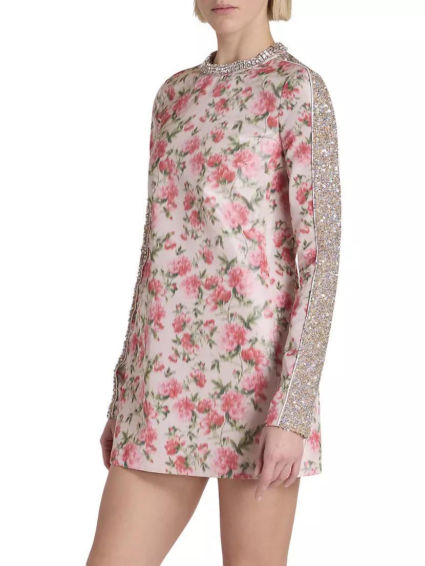 Floral Silk-Blend Minidress Product Image