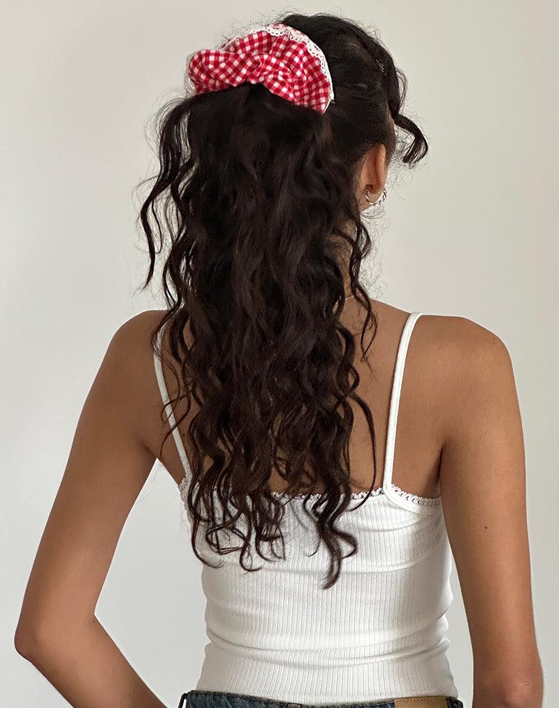 Scrunchie in Red Gingham with Lace Female Product Image