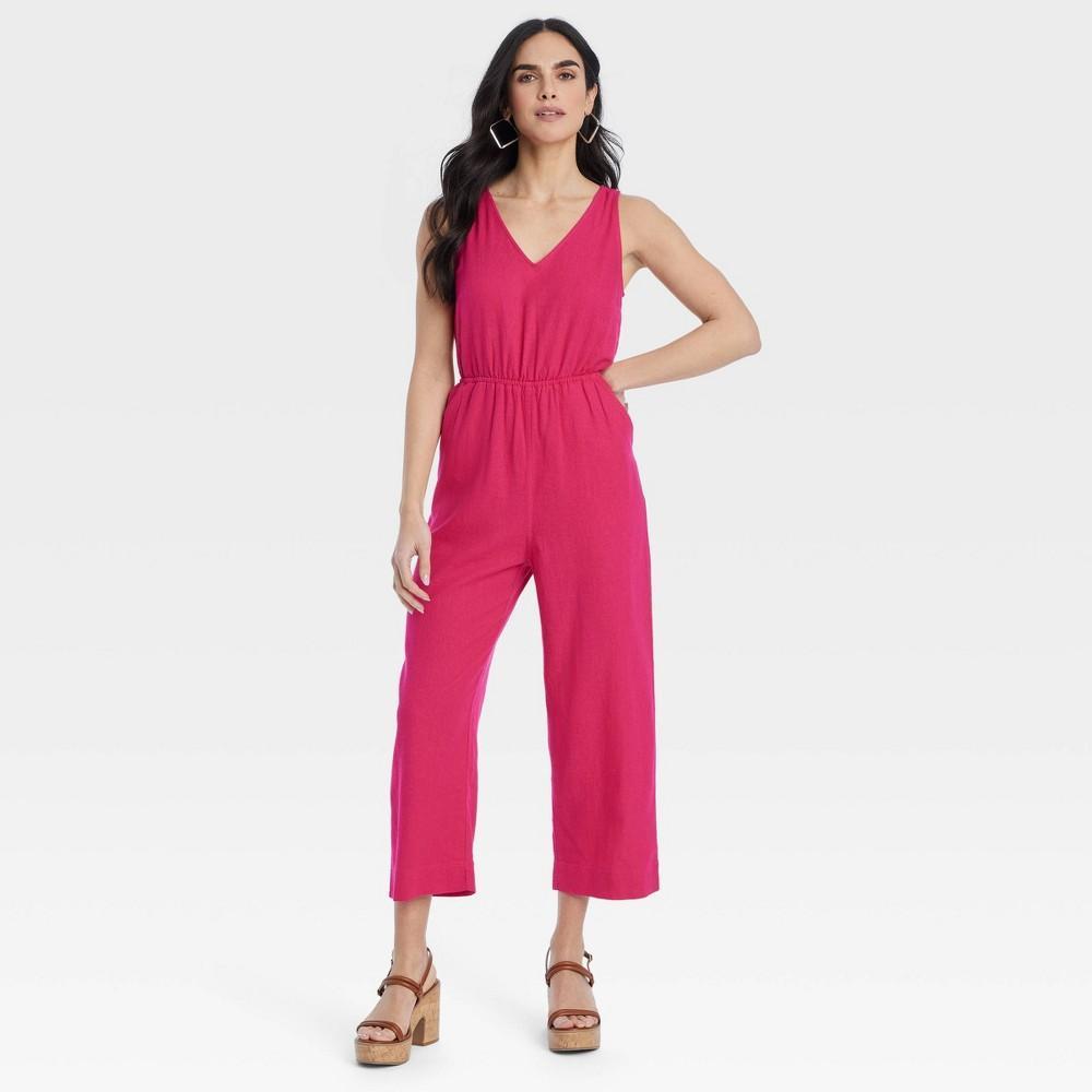 Womens Linen V-Neck Jumpsuit - Universal Thread XL Product Image