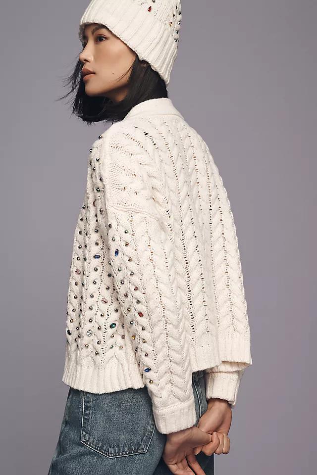 Maeve Jewel Cable-Knit Cardigan Product Image