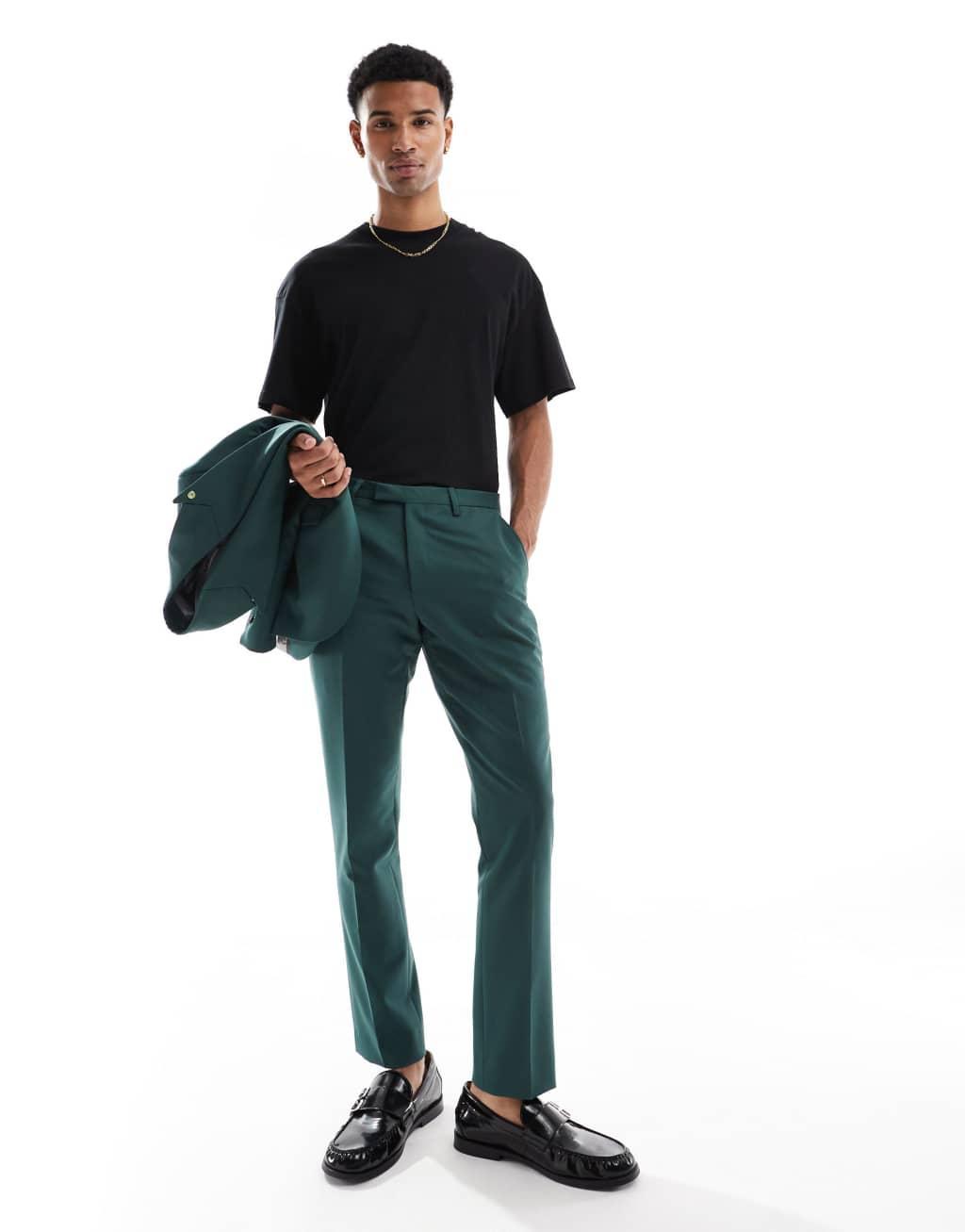 Twisted Tailor Buscot skinny suit pants in forest green - part of a set Product Image