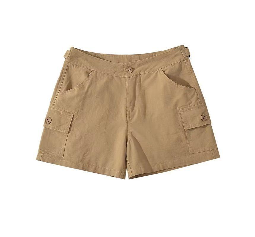 Mid Rise Plain Cargo Shorts Product Image