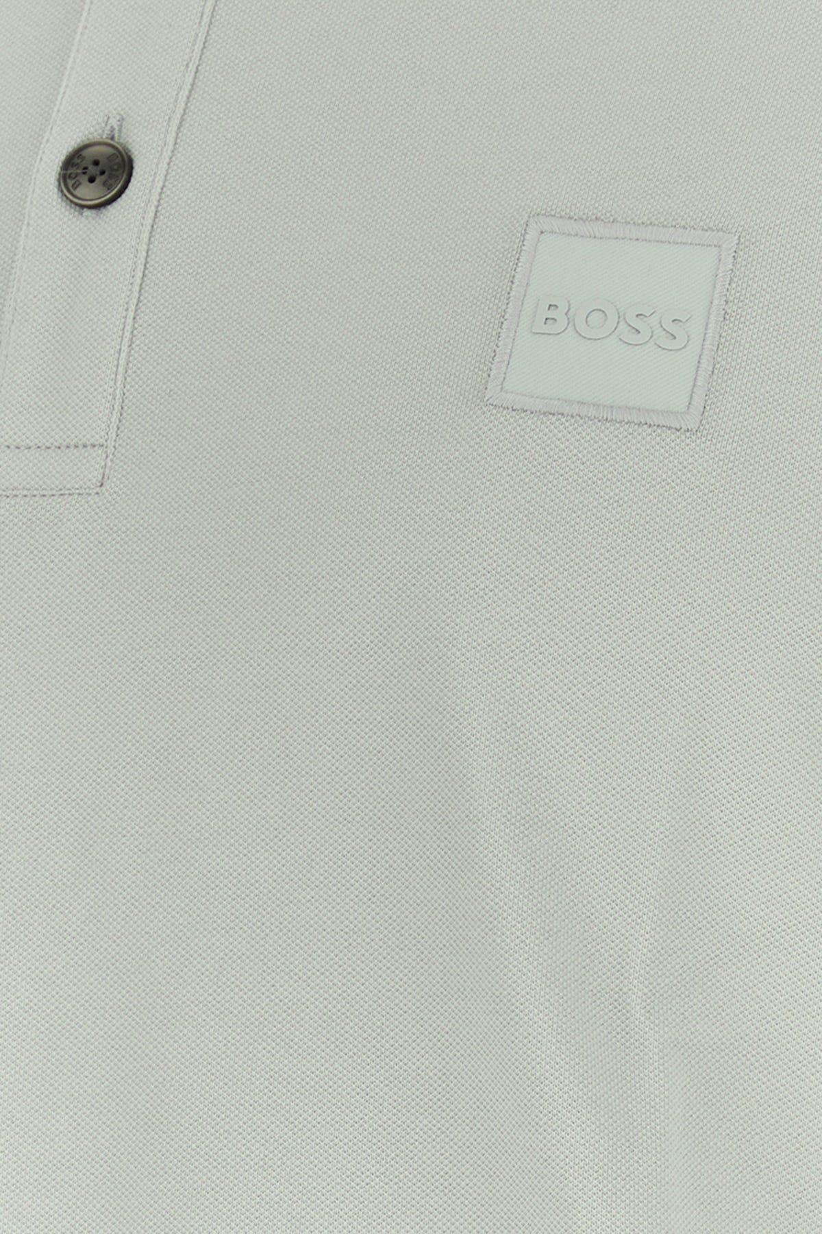 HUGO BOSS Light Grey Stretch Piquet Polo Shirt Product Image