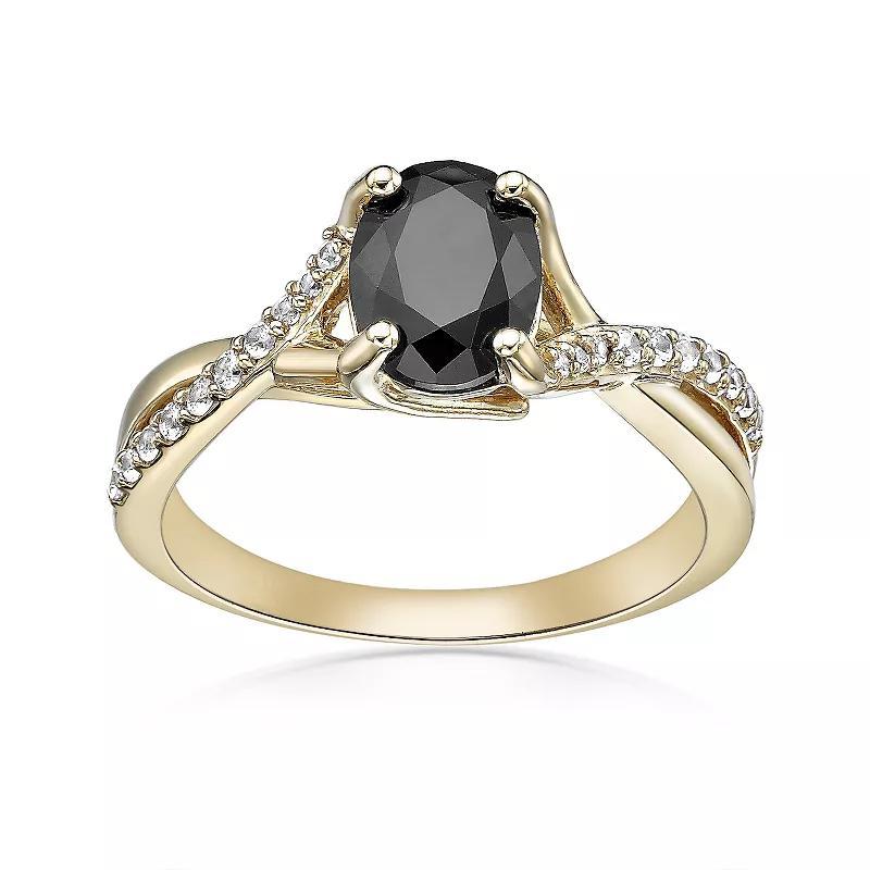 Gemminded 2 Micron Gold Over Silver Black Onyx & Lab-Created White Sapphire Ring, Womens Gold Tone Product Image