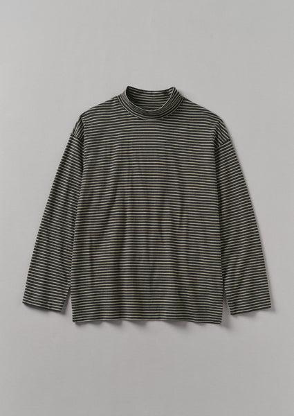 Stripe Cotton Jersey Long Sleeve Tee | Grey/Sand Product Image