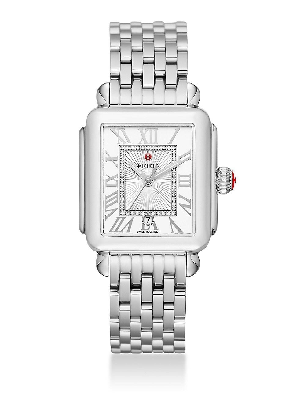 Womens Deco Madison Diamond & Stainless Steel Bracelet Watch Product Image