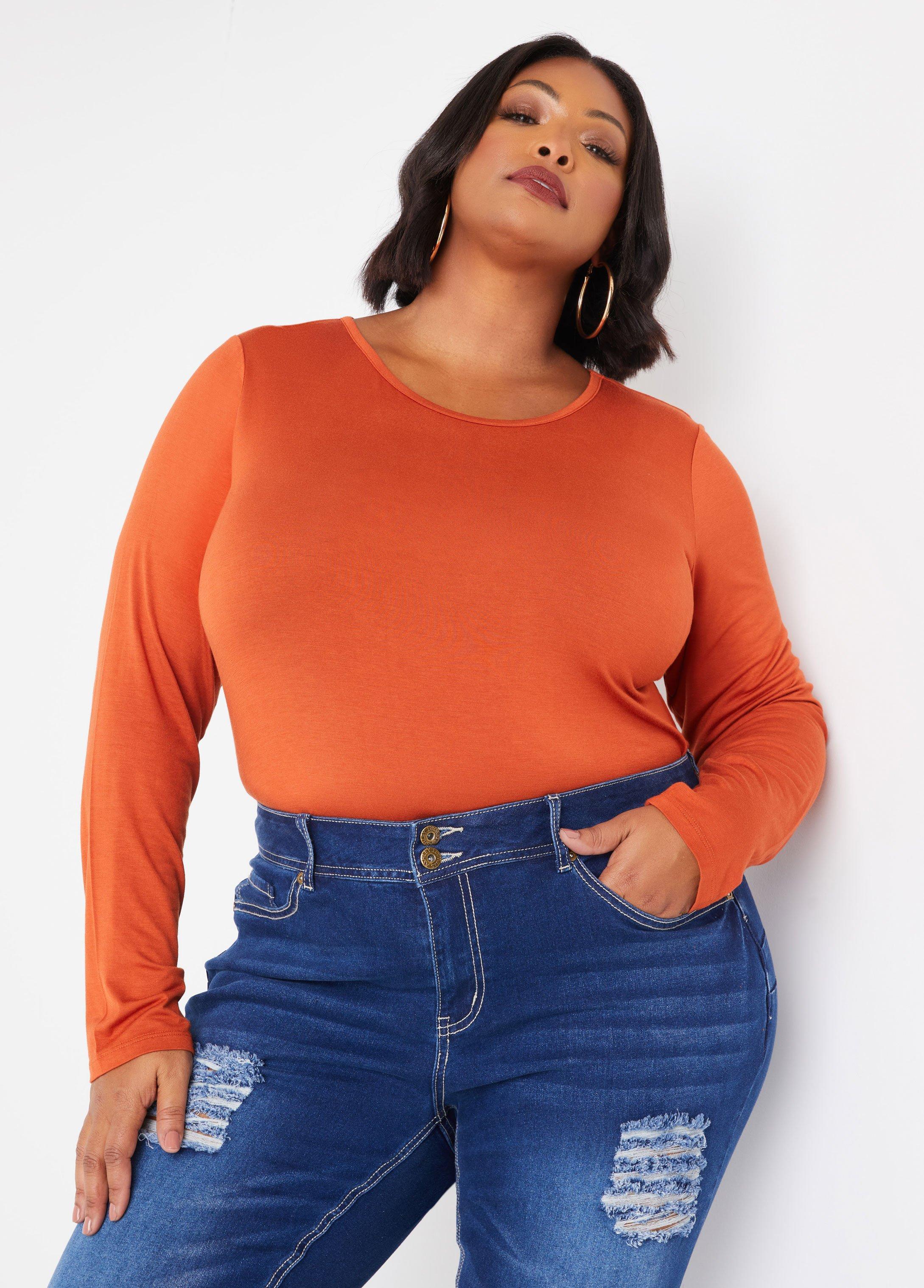 Plus Size Basic Long Sleeved Jersey Tee Ashley Stewart Product Image