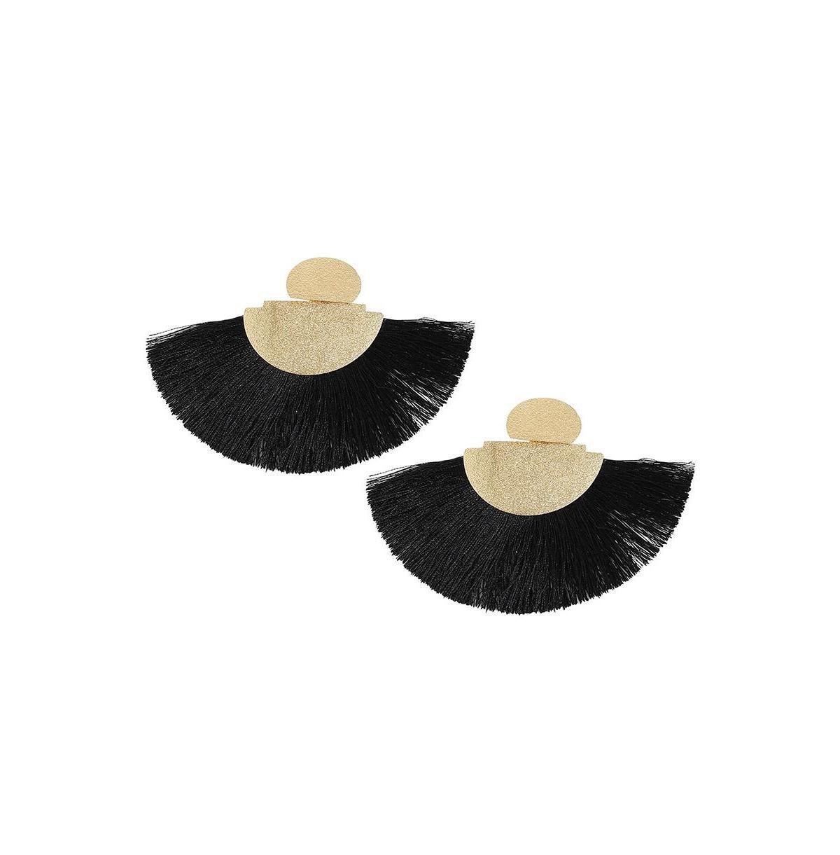 Sohi Womens Black Tassel Drop Earrings Product Image