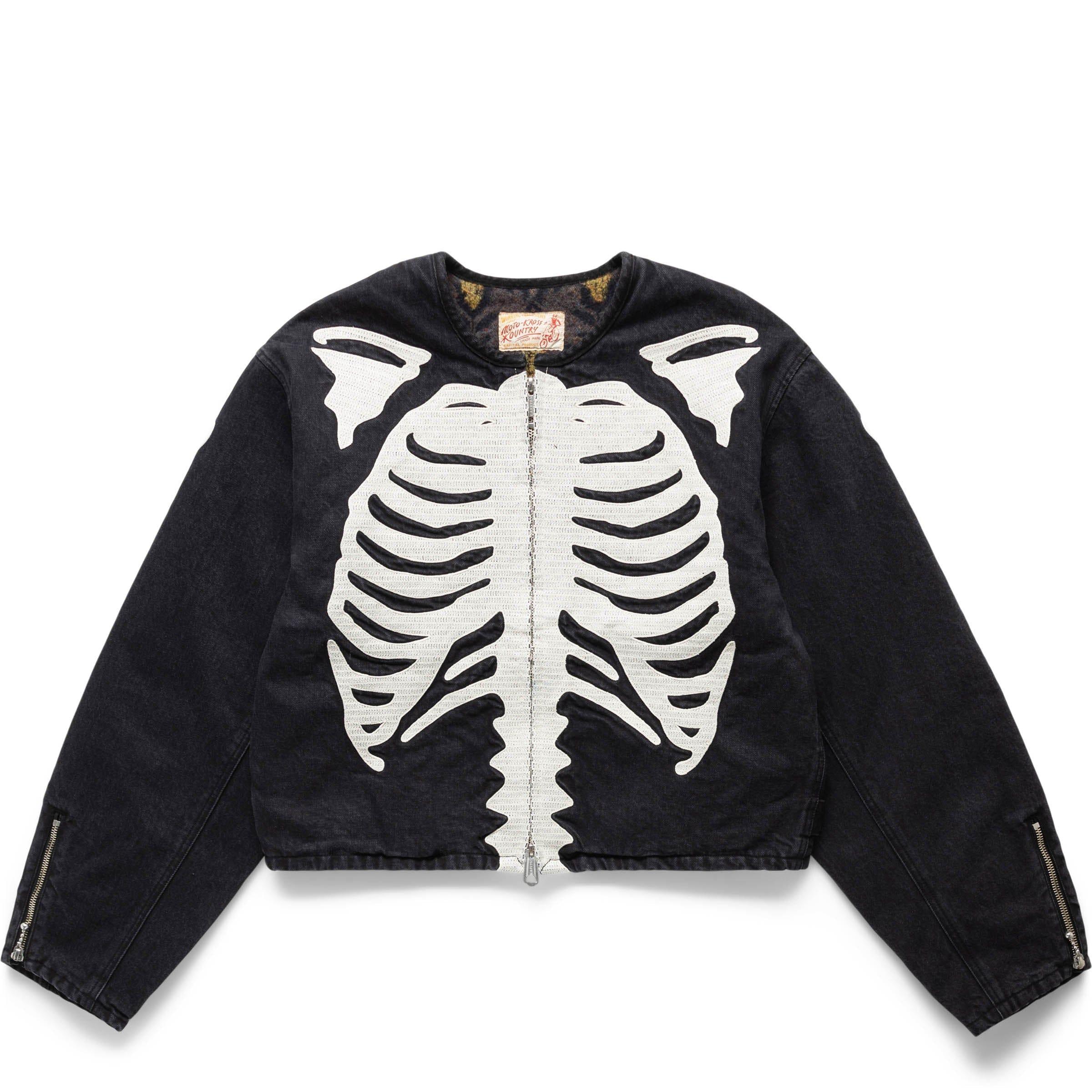 14OZ BLACK DENIM MOTOCROSS JACKET (BONE) Product Image