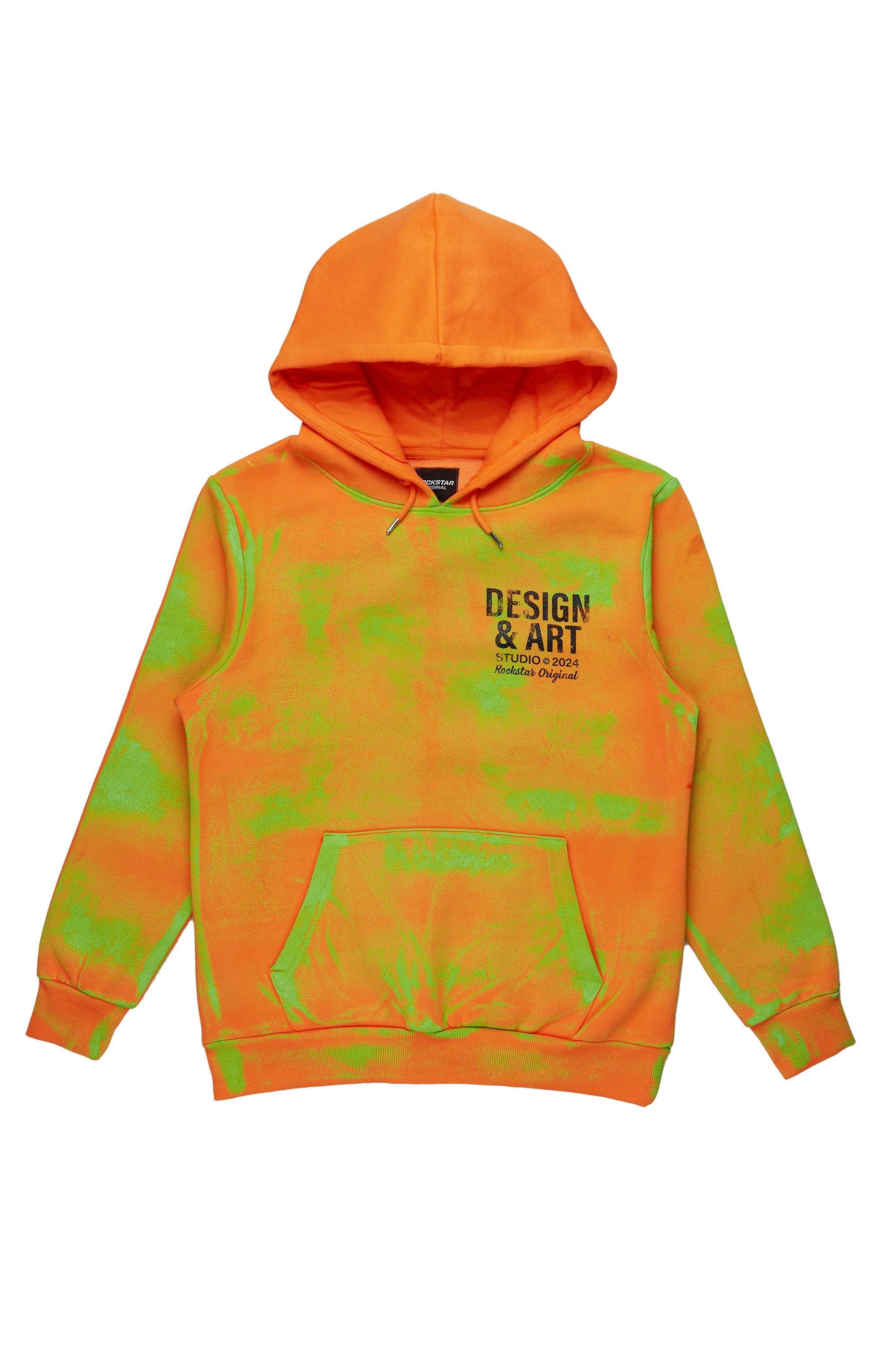 Cano Orange/Green Graphic Hoodie Male Product Image