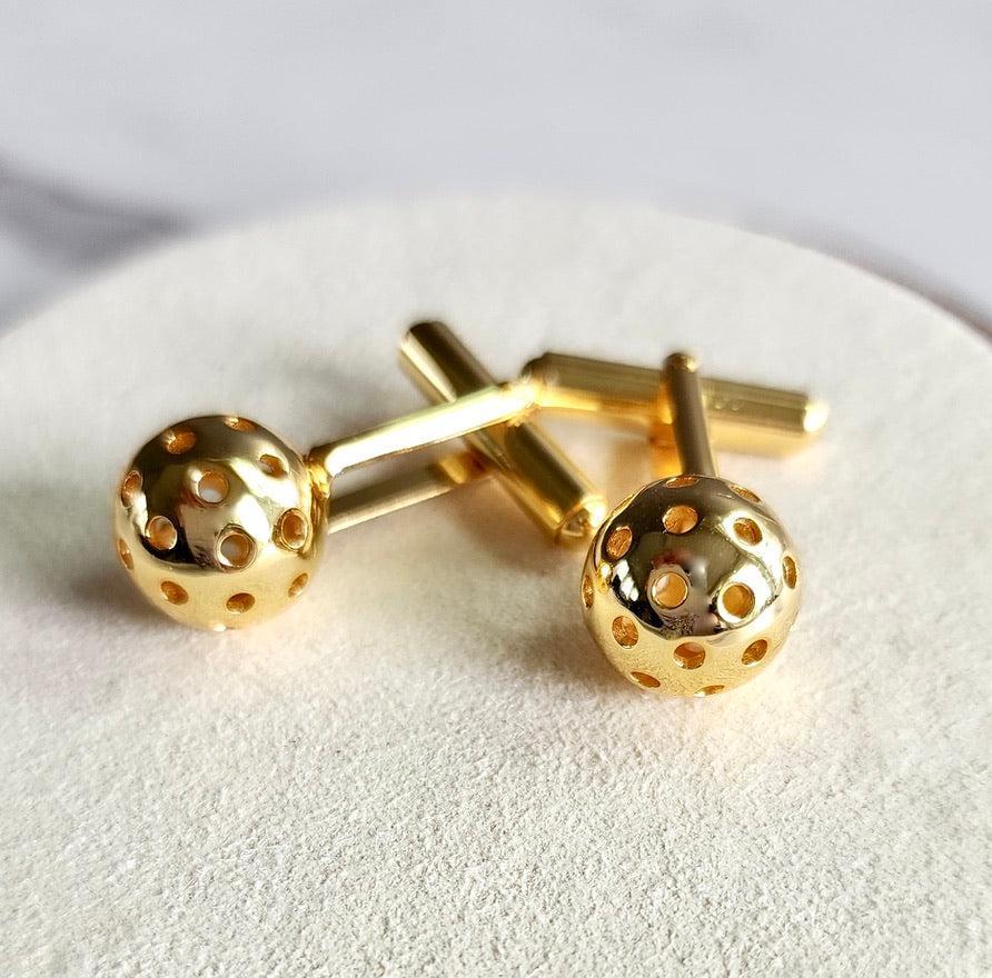 Pickleball Cuff Links Gold Ball Male Product Image