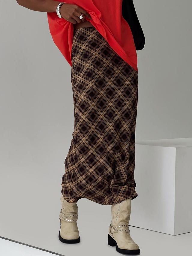 Hayze Maxi Skirt Brown Check Product Image