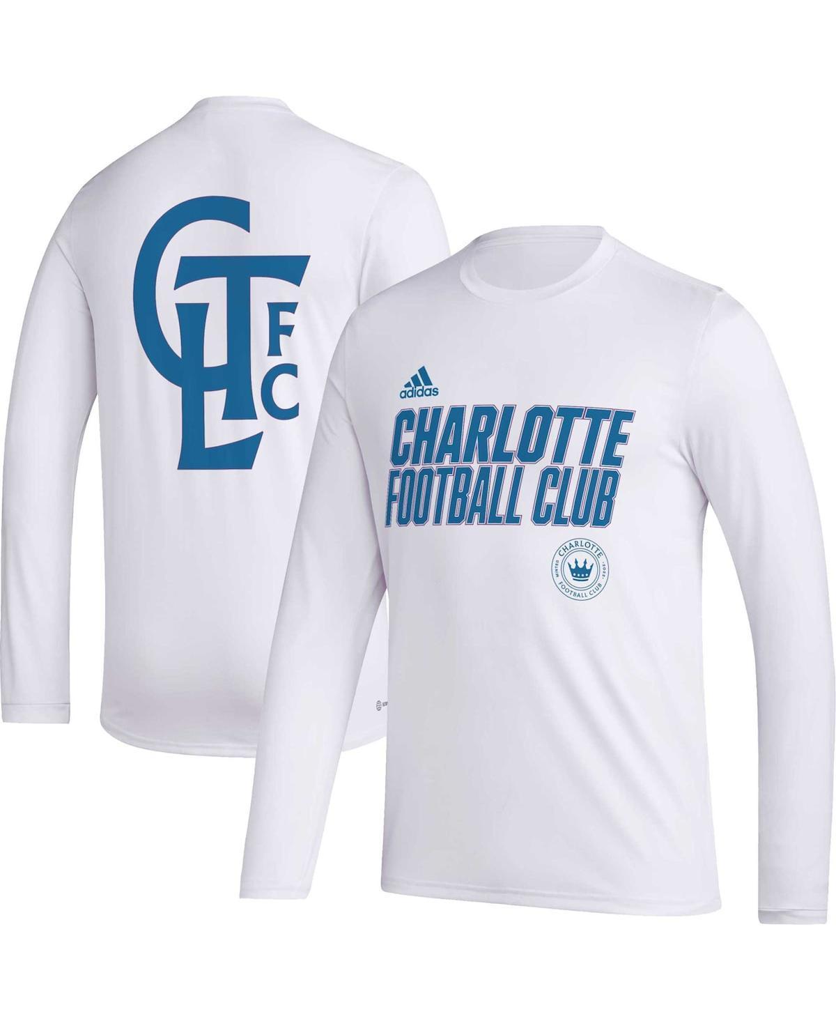 Mens adidas White Charlotte Fc Jersey Hook Aeroready Long Sleeve T-shirt Product Image