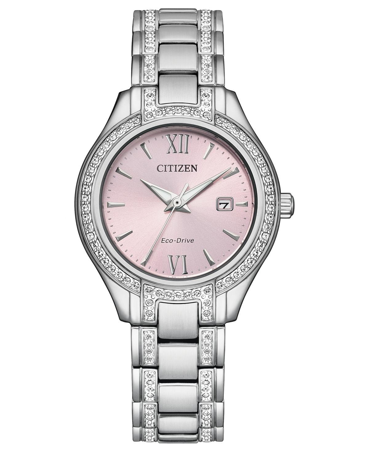 Citizen Womens Silhouette Crystal Three Hand Stainless Steel Pink Dial Bracelet Watch Product Image