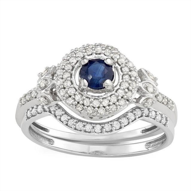 14k White Gold Gemstone & 5/8 Carat T.W. Diamond Engagement Ring, Womens, Blue Product Image