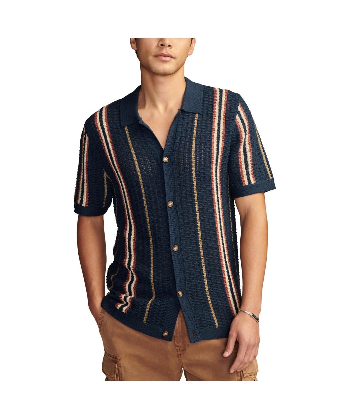 Lucky brand Mens Short Sleeve Striped Button Down Sweater Shirt Product Image