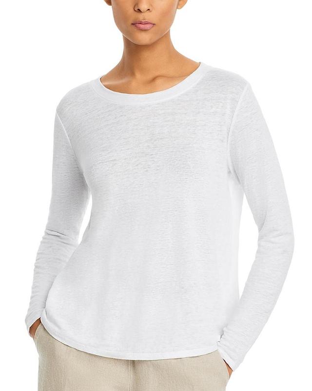 Eileen Fisher Linen Crewneck Long Sleeve Tee Product Image