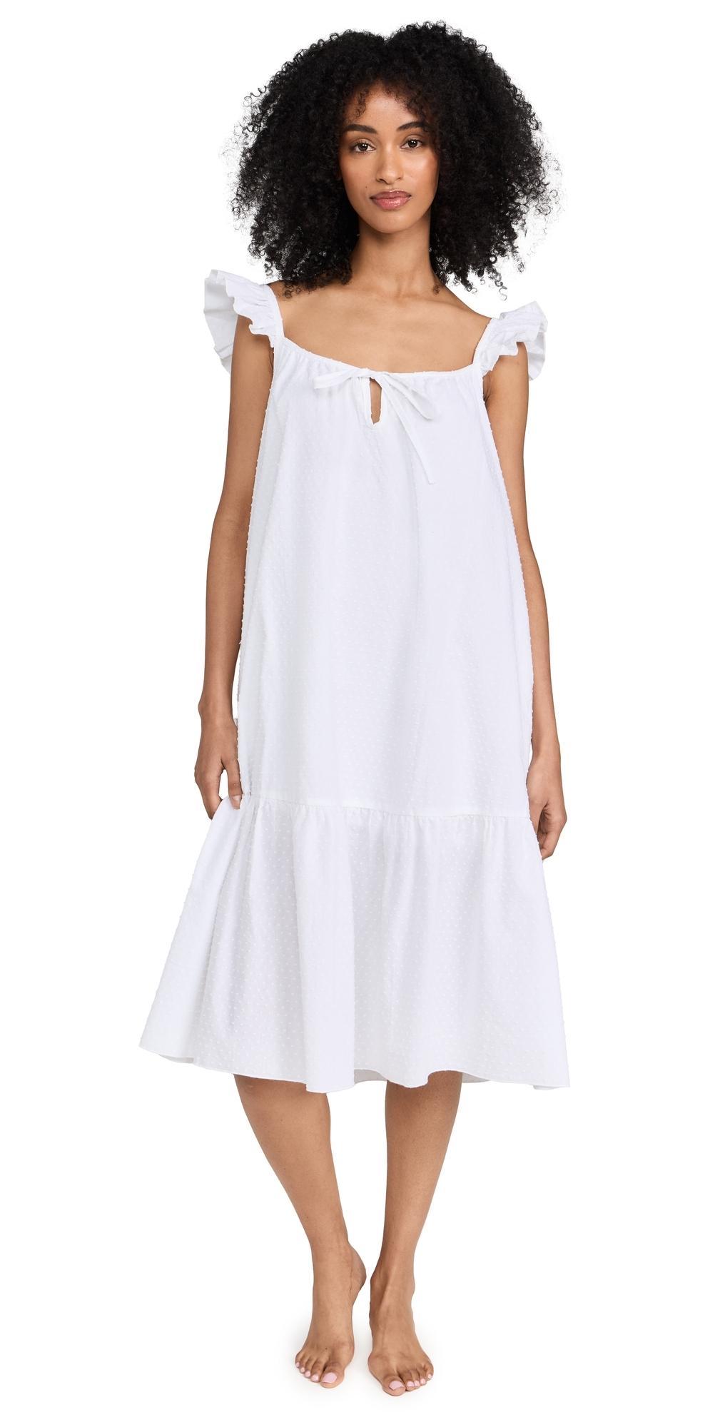 Petite Plume Womens Swiss Dots Nightgown White XS Product Image